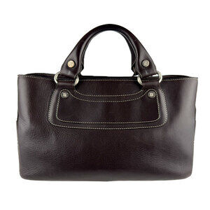 Celine Boogie Bag handbag leather brown silver